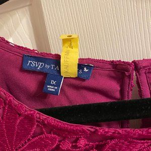 Size 1X Talbots Fuchsia Lace Blouse